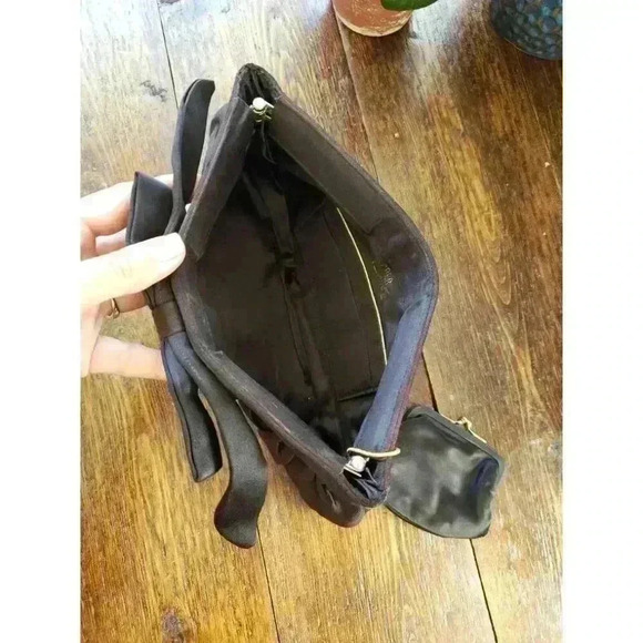 Ingber Bow Evening Clutch with‎ coin purse retro chic classic pleated 80s black - Picture 4 of 9